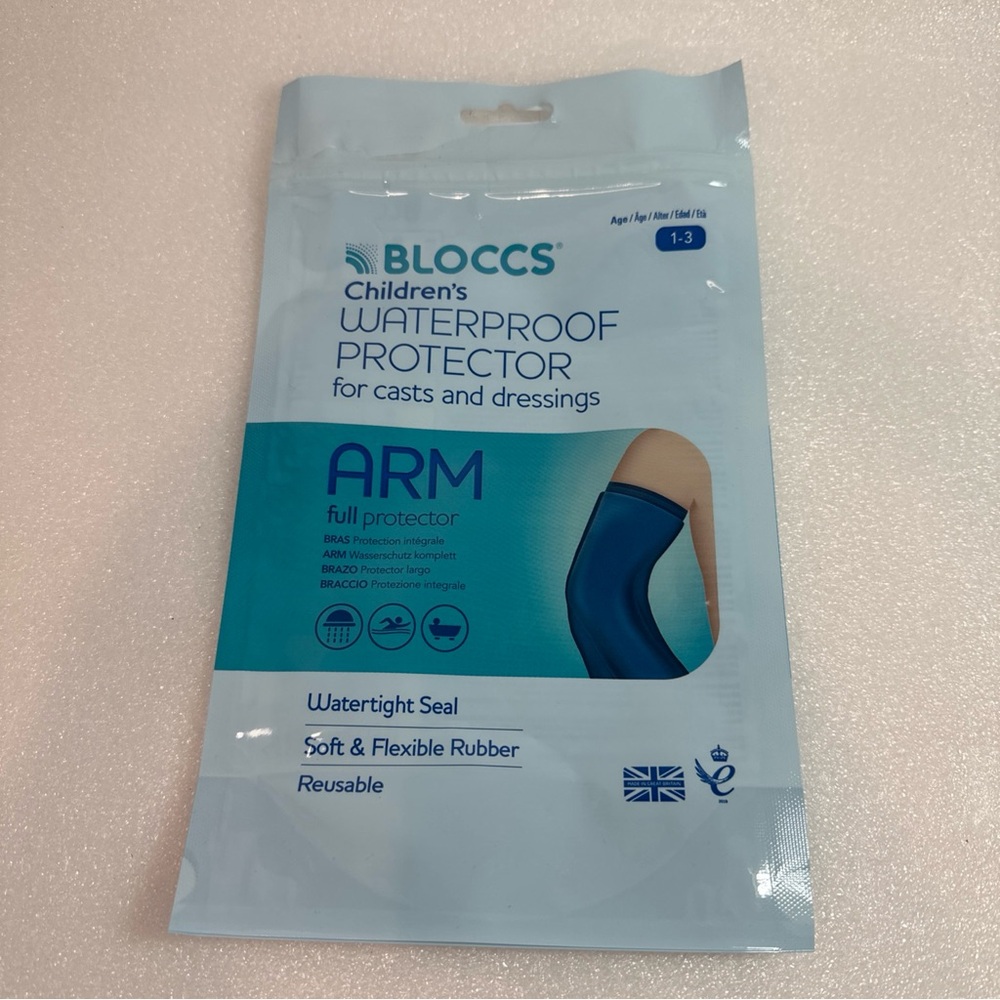 Bloccs Children’s Waterproof Cast Protector Full Arm Age 1 - 3 Blue Reusable